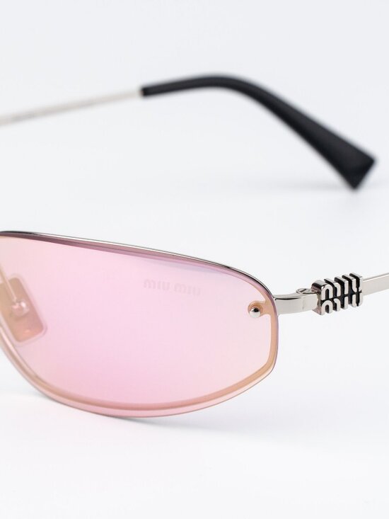 Miu Miu Women Sunglasses Silver Pink Wraparound MUA50S 1BC70J NEW AUTHENTIC main image 7